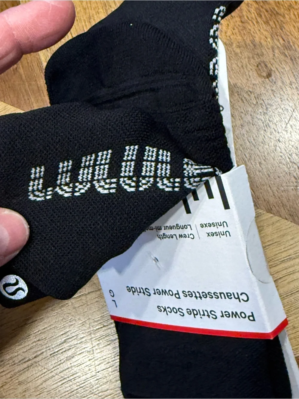 Lululemon Power Stride Crew Socks - Black new unisex Large